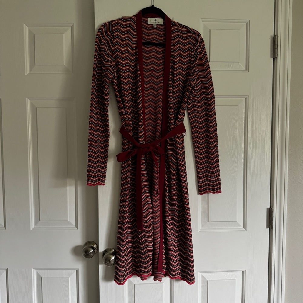 Laurie Felt Multicolor Zigzag Cardigan
